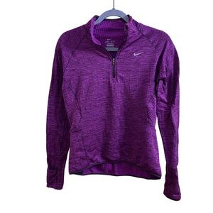 Nike Woman’s Purple Dri Fit Quarter Zip long Sleeve Activewear Workout Top Small